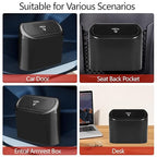 NBTEPEM Car Trash Can with Lid - 2 Pack, Mini Auto Garbage Can with 60 Trash Bags, Leakproof Automotive Garbage Container Bin, Multipurpose Organizers and Storage for Car, Home, Office (Black)