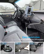 woleyi Car Truck Seat Rail Large Tablet Mount, Car Floor Bolt Tablet Holder Stand with 360° Rotation Foldable Arm for iPad Pro 12.9/Air, Galaxy Tabs, Surface Pro/Go, Kindle Fire and 9.5-14.5" Tablets