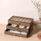3 Layer Wooden Drawers Jewelry Box Vintage Style Jewelry Organizer with Acrylic Cover, Jewelry Storage Display Box for Ring E