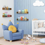 Forbena 24 Inch Wooden Floating Nursery Book Shelves for Wall, Walnut Nursery Bookshelf Wall Mounted for Kids Bedroom, Large 