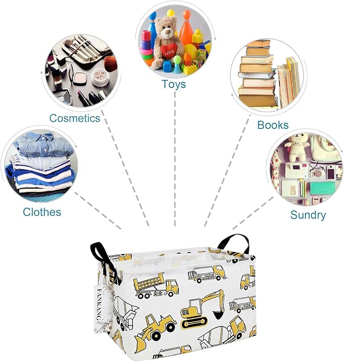 FANKANG Storage Bins, Nursery Hamper Canvas Laundry Basket Foldable with Waterproof PE Coating Large Storage Baskets for Kids