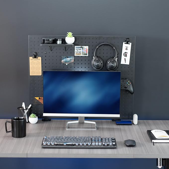 VIVO Steel Clamp-on Desk Pegboard, 30 x 24 inch Privacy Panel, Magnetic Peg Board, Office Accessory Organizer, Above or Below