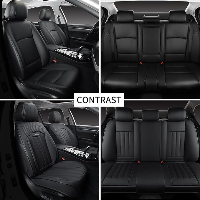 Car Seat Covers Full Set, Leather Seat Cover for Cars, 5 Seats Waterproof Automotive Seat Covers Fit Toyota Rav4 Camry Coroll