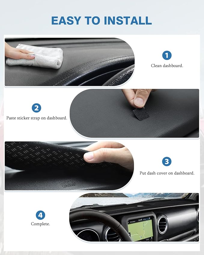 FIILINES Dash Cover for 2020-2024 Jeep Gladiator JT, Dashboard Mat Accessories Dash Cover Sunshade Nonslip Mesh Protector No 