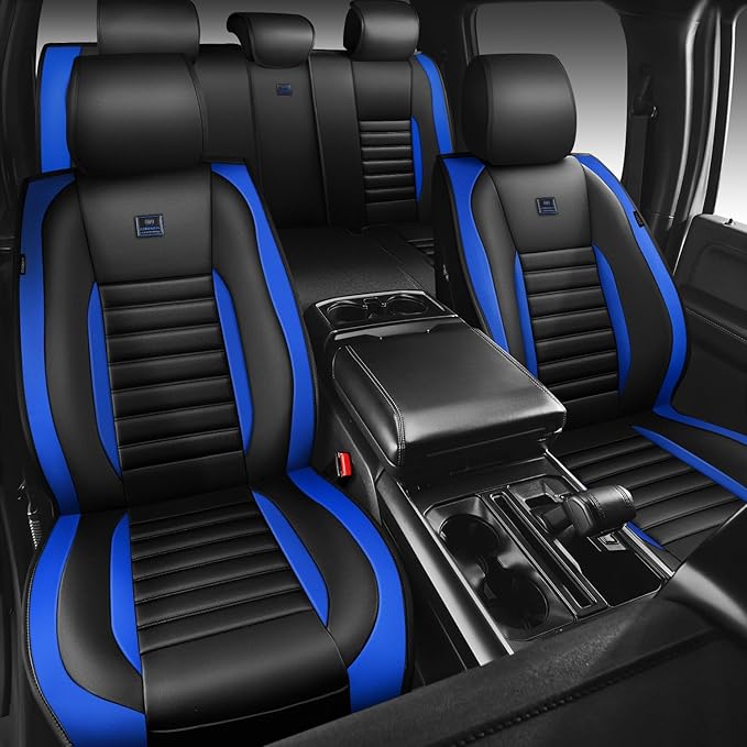 CAR PASS Nappa Leather Car Seat Covers Full Set, Luxury Seat Protector for Cars, Waterproof Anti-Slip Seat Cushion Armrest Co