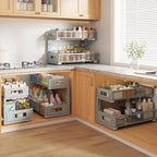 1 Pack 19IN Depth Under Sink Organizer, 2-Tier Pull Out Cabinet Organizer With Smooth Circular Rail, Large Capacity Metal Mes