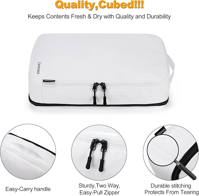 8 Set Compression Packing Cubes for Travel, Waterproof Luggage Organizers, Suitcase Organizer Set for Carry-On & Checked Bagg