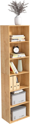 Wooden 6 Cube Storage Organizer, Classic Oak 6 Cube Storage Shelf, 6 Tier Closet Organizers Storage Cubes Display Cubby, Vers