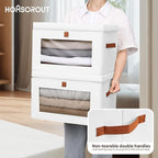 Homsorout Large Clothing Storage Bins - Collapsible Boxes with Handles & Window, Decorative Organizer Bins with Lids, Fabric 