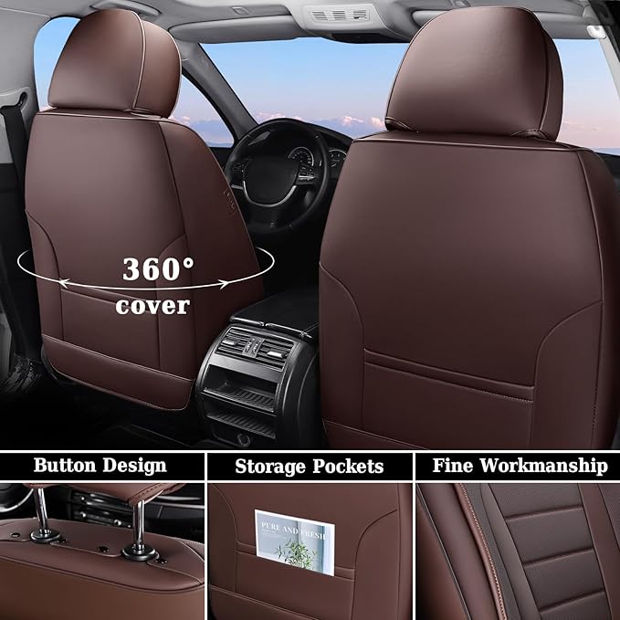 Coverado Car Seat Covers Front, Seat Covers for Cars, Waterproof 2-Pack Car Seat Cushions, Leather Carseat Seat Protectors, U