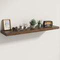 Fun Memories Solid Elm Wood Floating Shelves Set of 1-40 Inch Rustic Wall Shelves with Heavy-Duty Invisible Brackets - for Li