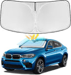 for BMW X5 2014-2018 Windshield Sun Shade - 4 Layers Car Sunshades for Front Windows Shade Cover Custom Fit X5 Sun Visor 250T Retractable Shade Blocks UV Rays Car Accessories