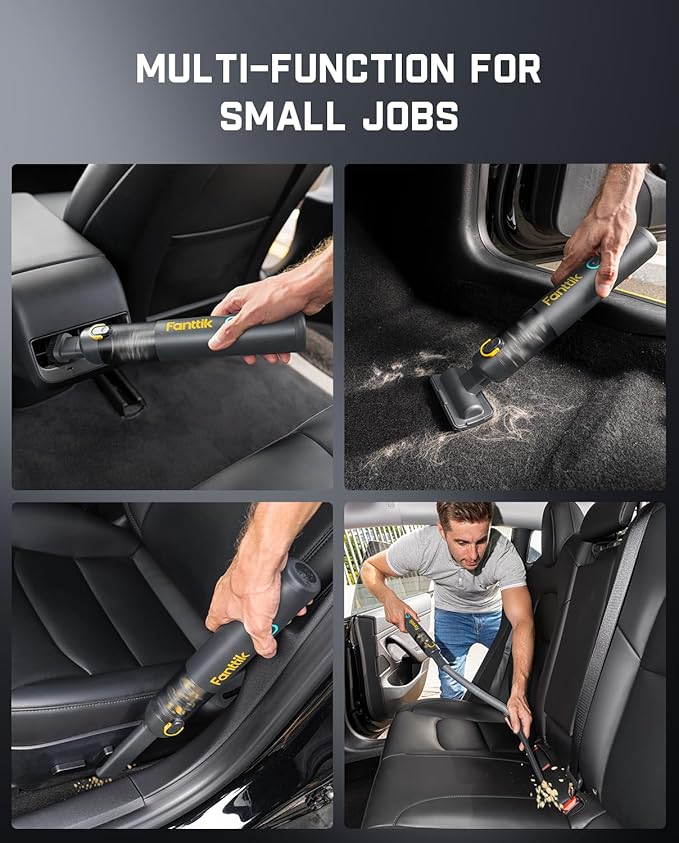 Fanttik Slim V8 APEX Car Vacuum, 4-in-1 Portable Mini Cordless Vacuum with 19000pa Suction Power, Type-C Charge, 2 Suction Mo