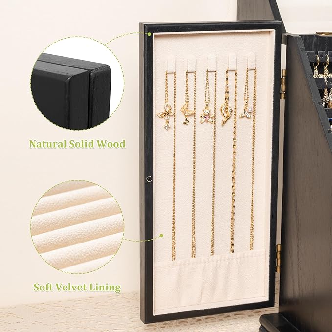 Jewelry Box Organizer, Rustic Wooden Jewelry Boxes for Women Girls, Large Storage Earring Holder Organizer Display for Earrin