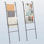 Blanket Ladder Bathroom Towel Holder Decorative Towel Rack 5 Tier Blanket Holder for Living Room Bathroom Laundry Room Black,