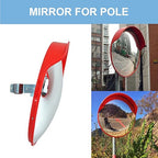 24 Inch Convex Mirror Outdoor, Security Driveway Mirror 24" PC Traffic Mirror Wide Angle with Adjustable Fixing Bracket for Garage, Warehouse, Blind Spot Mirror Indoor Outdoor 60CM