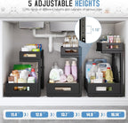 1 Pack-11.4"-16.14"H Under Sink Storage Organizer, Large 2-Tier Elegant Mesh Pull Out Shelf for Kitchen and Bathroom Cabinet 