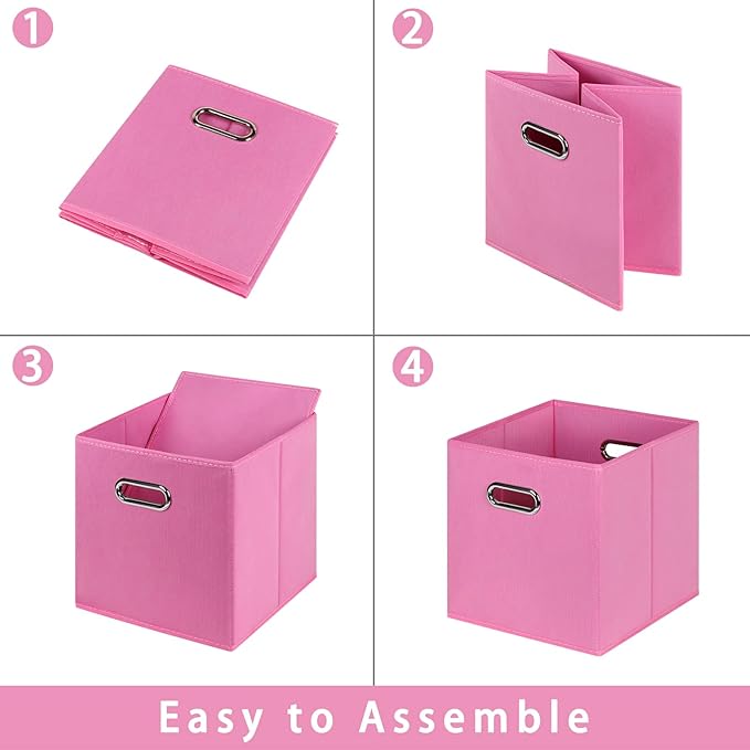 Fabric storage bins Cubes, Fabric Cube Organizer with Handle, Foldable Cube Bins for Cloth or Accessary Storage, 11x11x11, Se