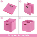 Fabric storage bins Cubes, Fabric Cube Organizer with Handle, Foldable Cube Bins for Cloth or Accessary Storage, 11x11x11, Se