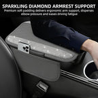 NBTEPEM Bling Gray Car Center Console Cover, Leather Car Arm Rest Cover with 2 Storage Bags, Universal Auto Armrest Protector Storage Box, Bling Accessories Interior for Most Vehicles