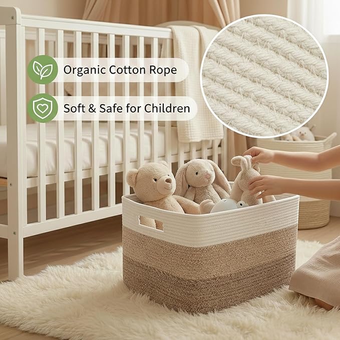 JMvicyroam Woven Blanket Basket,65L Large Storage Bin for Blankets Toys Clothes,Decorative Rope Basket for Living Room Bedroo