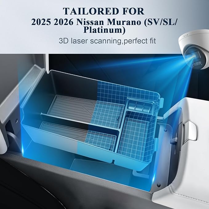 BIBIBO for 2025 2026 Murano Center Console Organizer 2025-2026 Nissan Murano SV/SL/Platinum Console Tray 2025 Murano Insert Glove Pallet Organizer 2025 Nissan Murano Accessories Murano