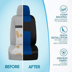 BDK PolyPro Car Seat Covers Full Set in Blue on Black, Front and Rear Split Bench Seat Covers for Cars, Easy to Install Car S