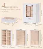Homde Jewelry Organizer with Transparent Window Necklace Hooks Gift for Women Jewelry Box Display Case for Necklaces Rings Ea