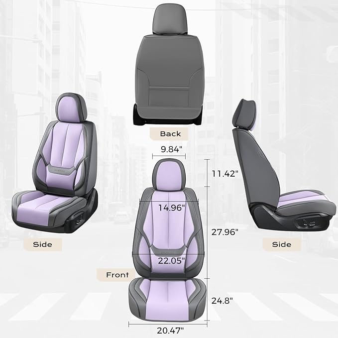 Coverado Seat Covers, Car Seat Covers Front Seats, Leather Seat Covers for Cars, Car Seat Protector Waterproof, Gray Car Seat
