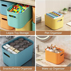 ORGIDOL 8 Pack Colorful Storage Bins with Lids Stackable Storage Container for Organizing, Storage Boxes with Handle for Shel