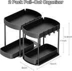Ukeetap Multi-Purpose Pull-Out Storage Organizers, Under Sink/Cabinet Organizers and Storage for Bathroom & Kitchen, Black, 1
