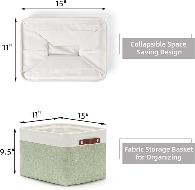 HNZIGE Storage Basket for Organizing Clothes(3 Pack) Decorative Storage Bins for Shelves Toys, Fabric Canvas Bins Storage Org