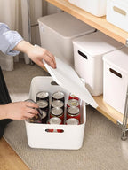 4 pack large plastic White storage bins Baskets, Toy Box Chest with Lids and Handle，Organizer Containers for Baby，Kids,snacks