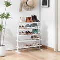 Varhomax White Shoe Rack, 5-Tier Bamboo Shoe Rack Organizer for Closet and Entryway, Thick Wooden Free Standing Shoe Shelf fo