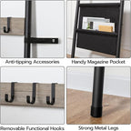 HOOBRO Blanket Ladder, 5 Tier Towel Rack, 17.3" L x 63" H, Wall-Leaning Blanket Rack for Living Room, Decorative Ladder with 