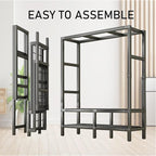 Foldable Portable Wardrobe On Wheels, Freestanding Garment Rack, with Magnetic Door 2000lbs, Heavy Duty Clothes Rack, for Bed