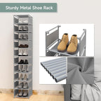 10 Tier Vertical Shoe Rack - Grey Narrow Shoe Rack for Closet & Entryway, Space Saving Tall Shoe Organizer for Small Spaces, 