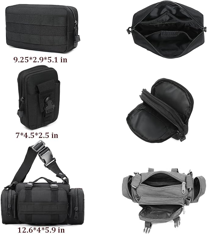6 Pack Tactical Molle Car Seat Back Organizer - Tactical Vehicle Panel Organizer with 5 Detachable Molle Pouch,US Flag Patch
