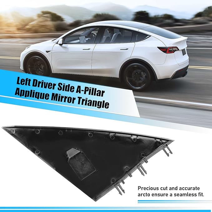 Jaronx Compatible with Tesla Mirror Triangle Cover Model Y 2020-2024, 1495632-00-B Model Y Driver Side Mirror Triangle Trim, A-Pillar Applique Mirror Triangle Panel Trim For Tesla Model Y Accessories