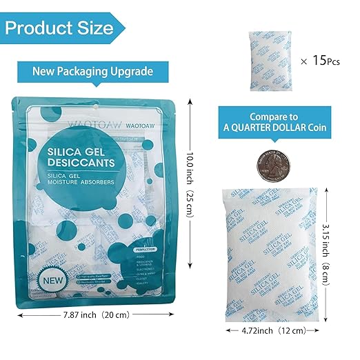 Silica Gel Packets – 50 Gram 25 Packs Desiccant Bags, Moisture Absorbers for Storage, Food Safe Desiccant Dehumidifier Packs 