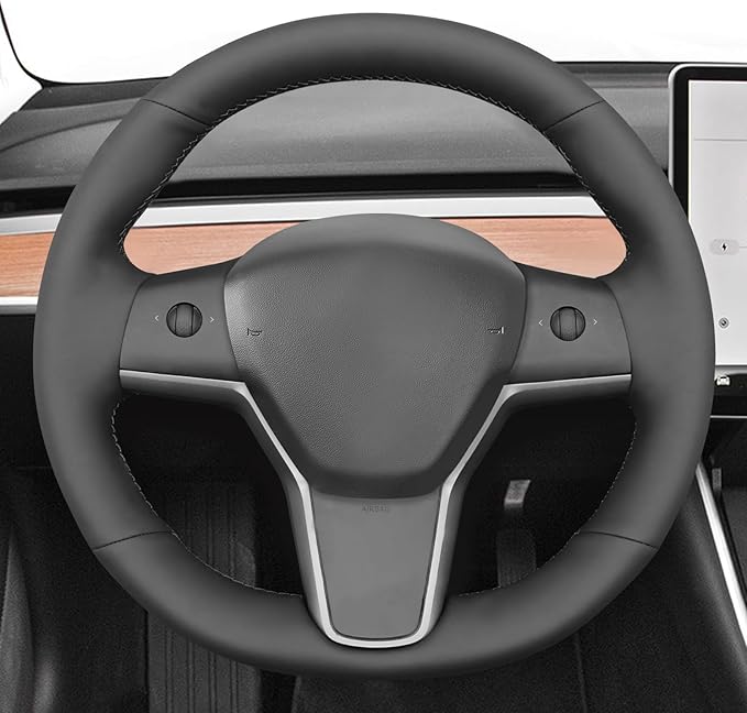 MEWANT Hand Stitched Steering Wheel Cover for Tesla Model 3 2017-2023 / Model Y 2020-2023 Accessories