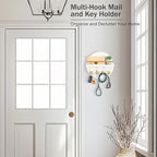 dreampossible Key Holder Wall Mount - 10.2 Inch Decorative Key Rack and Mail Organizer with 8 Key Hooks - Wooden Key Hanger w