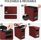 BALEINE File Organizer Box with Lid, Collapsible File Folder Organizer with Plastic Slide, Hanging File Folder Box for Office