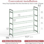 Bumusty 5-Tier Expandable Shoe Rack for Closet, 18“-33” Adjustable Shoe Rack for Small Space, Small Shoe Organizer for Front 