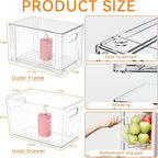 Yieach 4 Pack Large Stackable Storage Drawers,11″Deep Under Cabinet Organizer,Baby Bottle Organizer,Clear Stacking Pull Out D
