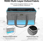 BALEINE Extra Large Utility Tote Bag with Wire Frame for Storage (Gray, 22''x12''x10'')