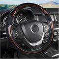 Universal Steering Wheel Cover - Microfiber Leather, 15 Inch, Anti-Slip, Breathable, Odorless Car Steering Wheel Protector, SUV Accessories (Bright Black/Coffee)