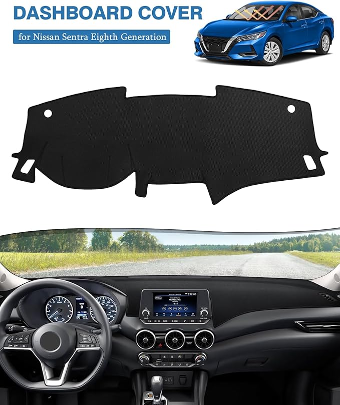 FIILINES Dash Cover for Nissan Sentra 2020-2025(S/SV/SR), Dashboard Mat Cover Sunshade Nonslip Mesh Protector No Glare Black