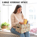 Boho Classroom Storage Boxs,Book Shelf Storage Basket Organizers Bins With Handles,Collapsible Storage Basket for Books Readi