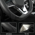West Llama Flat Bottom Car Steering Wheel Cover for Nissan,D Shaped Steering Wheel Cover for Rogue,Altima,Kicks (Black-Standa